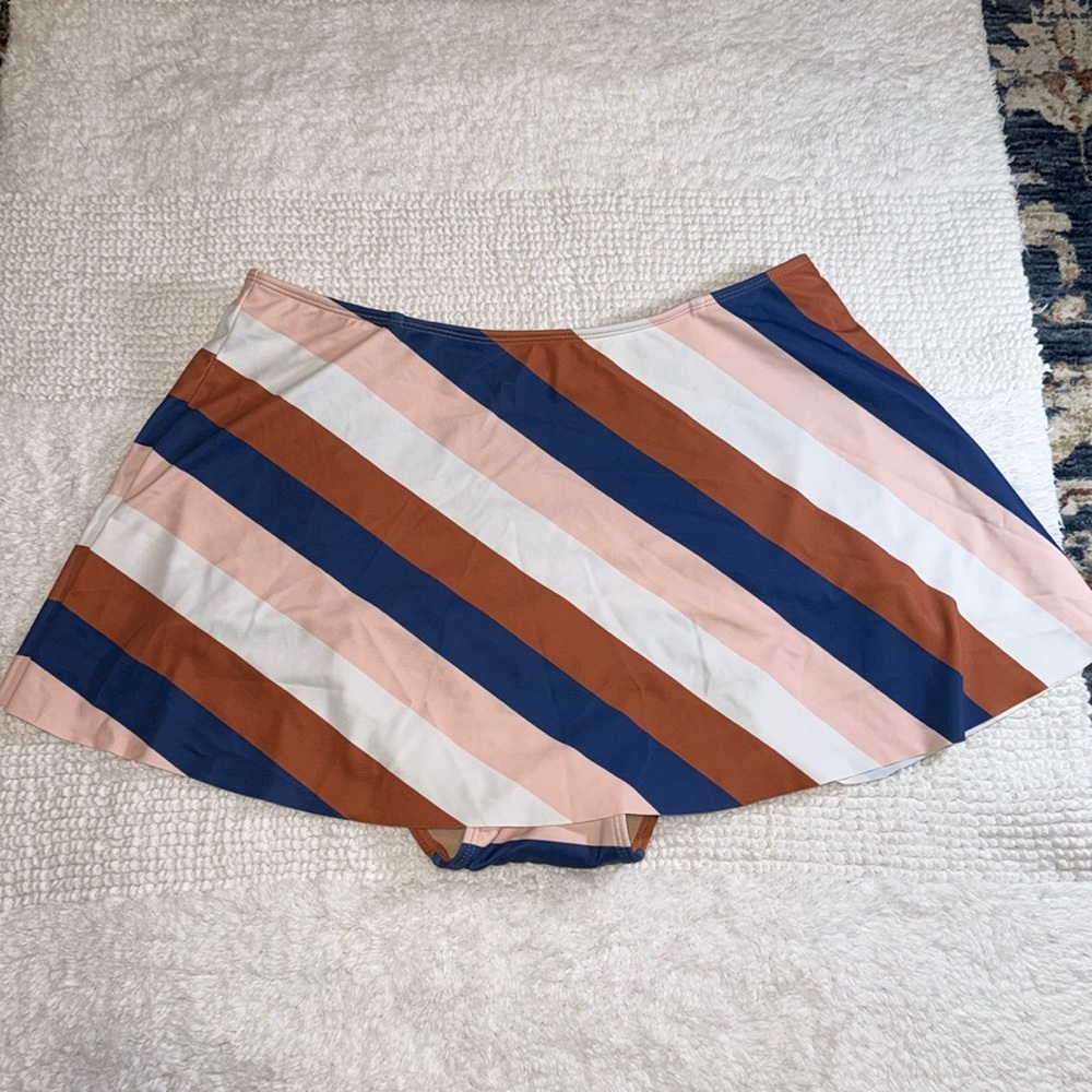Kortni Jeane Striped Swim Skirt - Pink, Blue, Brown, White